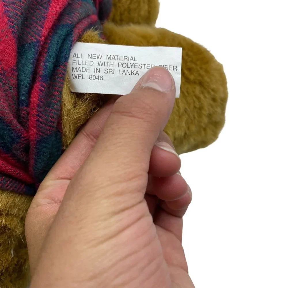 Rare Charter Club Macy’s Plaid Overalls Bow Tie‎ Stuffed Animal Teddy Bear Plush